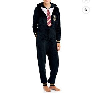 Warner Bros. Harry Potter Black and White Hooded Onesie with Red and Yellow Tie